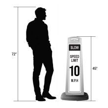 White Reflective Vertical Sign Panel Slow Speed Limit 10 mph - 1