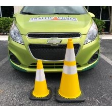 28 inch Yellow Traffic Cone w/7 lb Black Base - 1