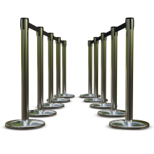 Stainless Finish Premium Stanchions w/Retractable Belt - 10 pack details
