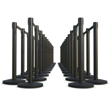 Black Finish Premium Stanchions w/Retractable Belt - 50 pack details