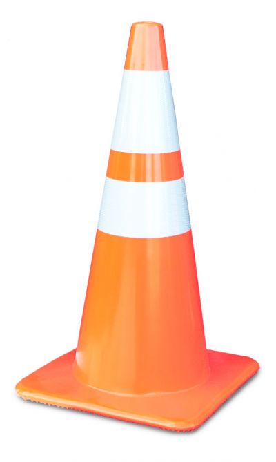 Lakeside 28" Orange Traffic Cone w/6" & 4" Reflective Collar, 10 lbs