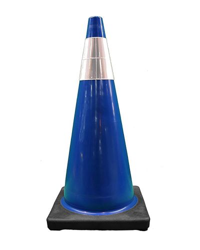 28" Blue Traffic Cone, 7 lbs w/ 6" Reflective Collar