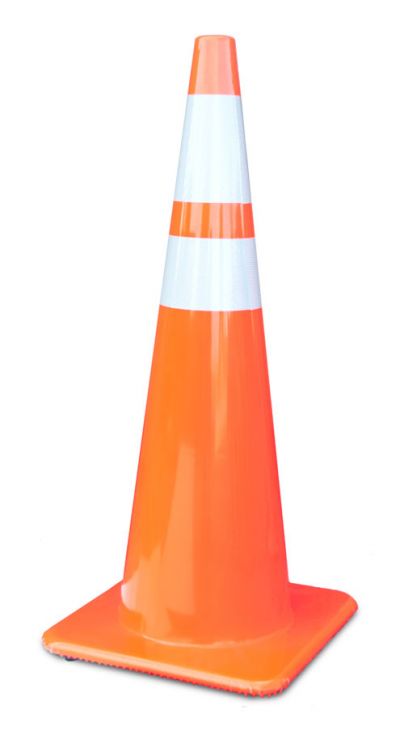36" All Orange 10 lbs Traffic Cone w/4" & 6" Collars Made in USA