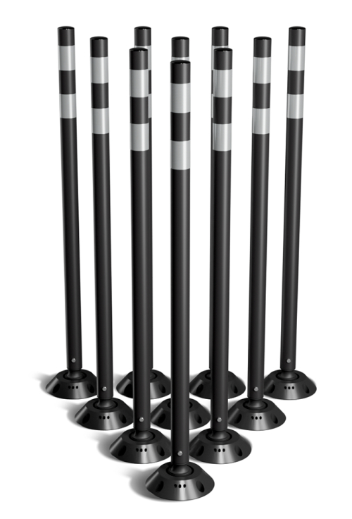 Omniflex 48 Inch Tubular Traffic Delineator - Black - 10 Pack  
