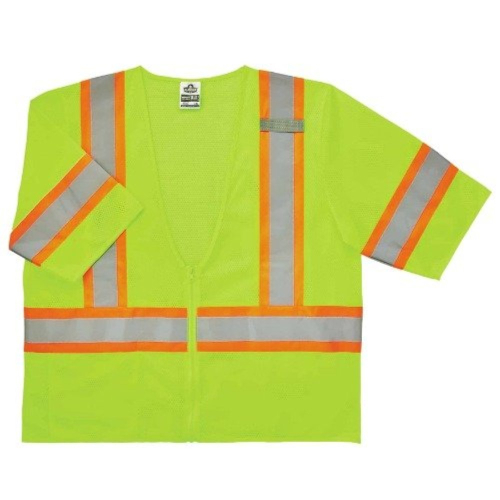 GloWear Class 3 Two-Tone Hi Vis Vest Lime w/1 Inside Pocket 