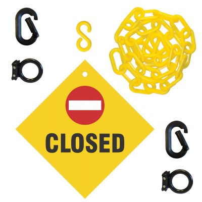 Closed Sign & Magnet Ring Carabiner Kit w/Plastic Chain