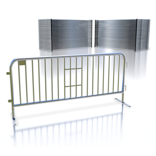 8ft Heavy Duty Galvanized Steel Crowd Control Barricade w/Flat Feet - 50 pack 