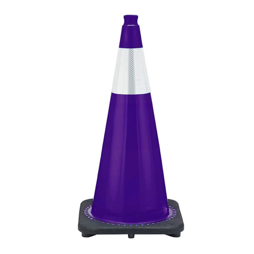28" Purple Traffic Cone, 7 lb Black Base,  w/6" Reflective Collar 