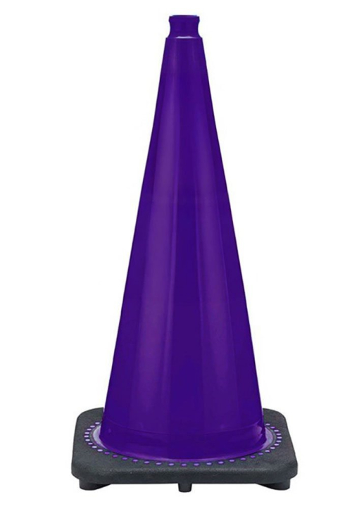 28" Purple Traffic Cone, 7 lb Black Base 