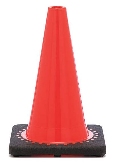 12" Orange Traffic Cone, 1.5 lb Black Base