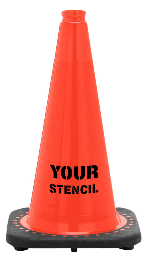FREE STENCIL 18" Orange Traffic Cone, 3 lb Black Base