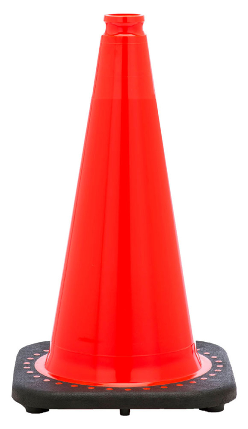 18" Orange Traffic Cone, 3 lb Black Base