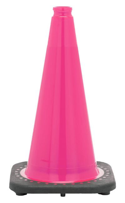 18" Pink Traffic Cone, 3 lb Black Base