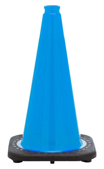 18" Sky Blue Traffic Cone, 3 lb Black Base