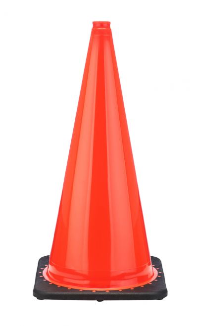 28" Orange Traffic Cone, 5.5 lb Black Base
