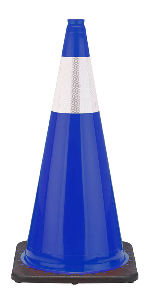 28" Navy Blue Traffic Cone, 7 lb Black Base,  w/6" Reflective Collar