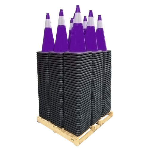 Exclusive Pallet Bundle 28" Purple Traffic Cones, 7lb Black Base w/6" Reflective Collar