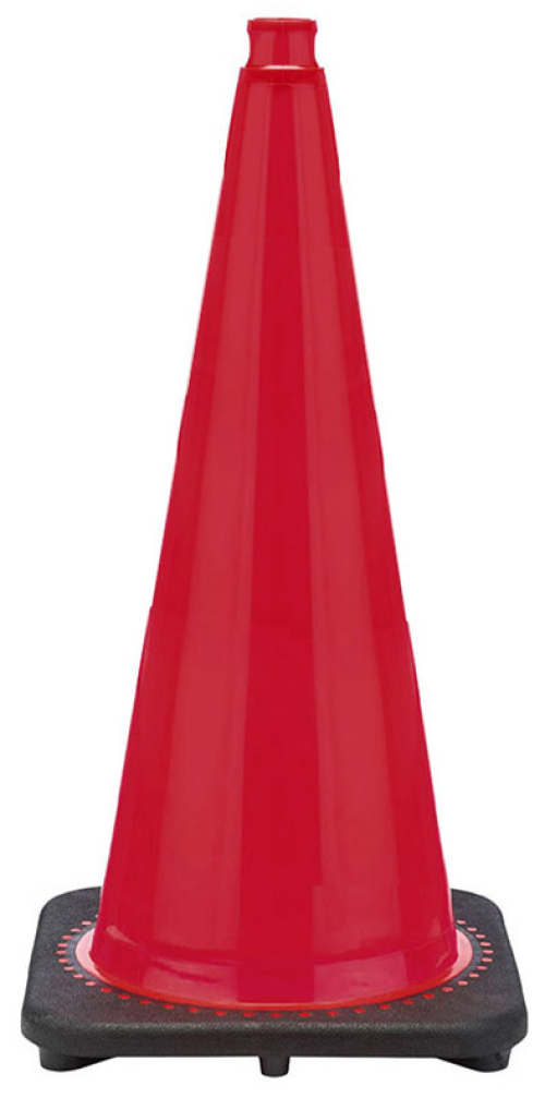 28" Red Traffic Cone, 7 lb Black Base