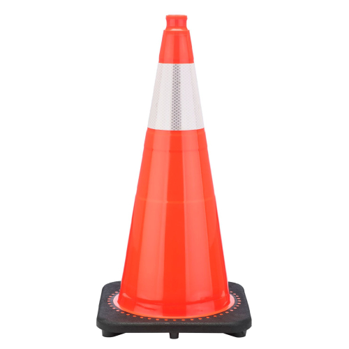 28" Orange Traffic Cone, 10 lb Black Base, w/6" Reflective Collar