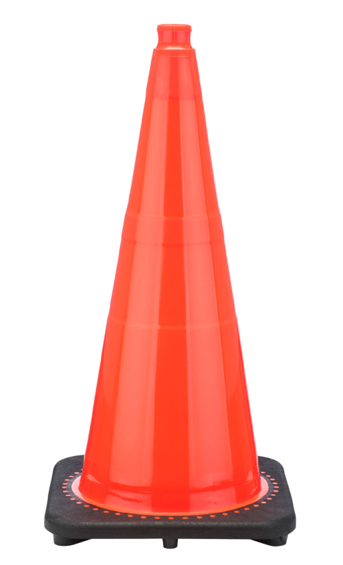 Govt Agency 28" Orange Traffic Cone, 7lb Black Base