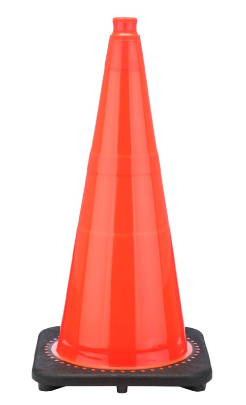 28" Orange Wide Body Traffic Cone, 10 lb Black Base