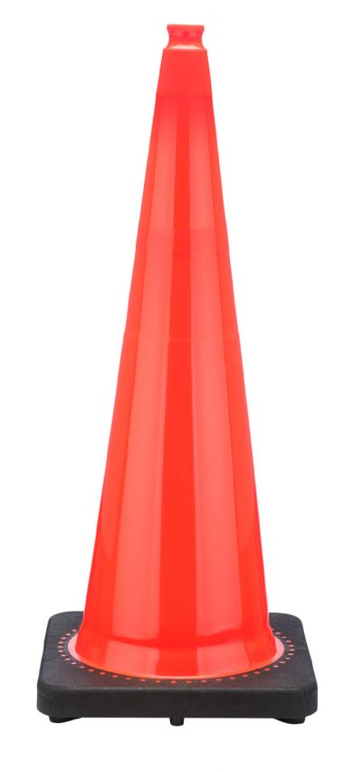 36" Orange Traffic Cone, 10 lb Black Base