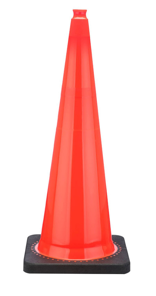 36" Orange Traffic Cone, 15 lb Black Base