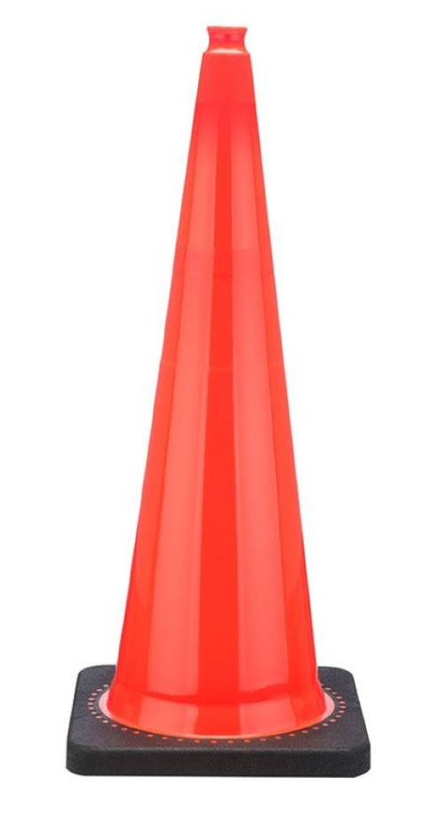 36" Orange Traffic Cone, 15 lb Black Base