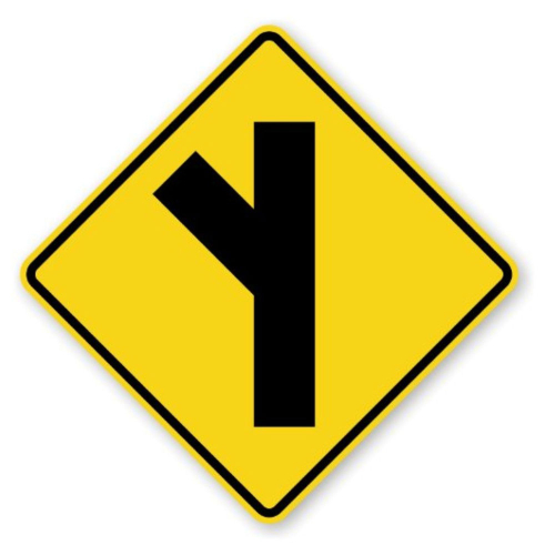 Official MUTCD Side Road at Angle (Left) Sign 