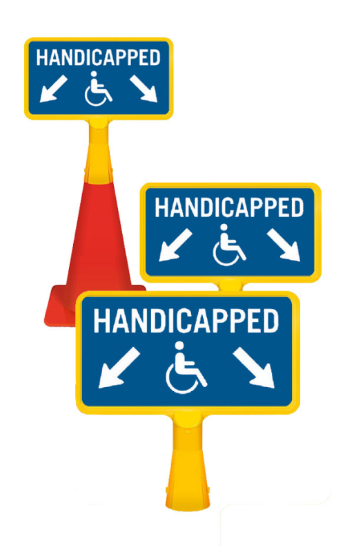 ConeBoss Sign Handicapped Parking w/Downward Diagonal Arrows