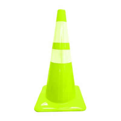 Lime PVC 28"  7 lb Traffic Cone w/ 6" & 4" collars