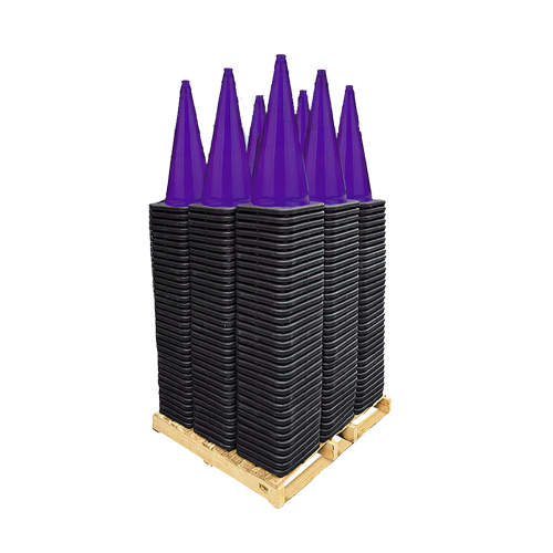 28" Purple Traffic Cones, 7 lb Black Base Pallet