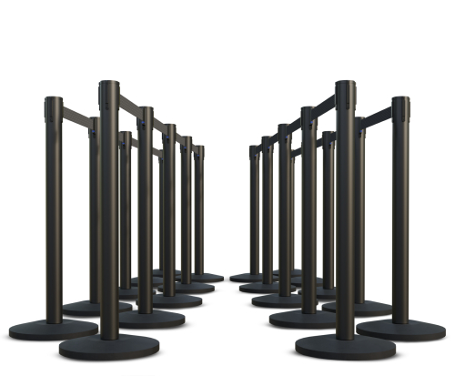 Lite Series Black Retractable Belt Stanchion - 20 Pack