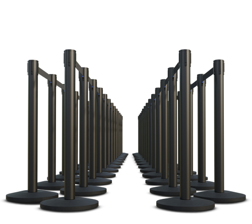 Lite Series Black Retractable Belt Stanchion - 50 Pack 