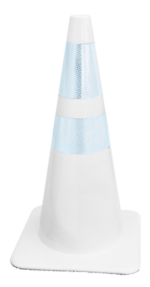 28" White Traffic Cone, w/6" & 4" Reflective Collars