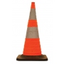 30" Orange Collapsible Pop Up Cone Black Base Reflective w/4 LED Lights