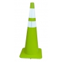 36" All Lime-Green 10 lb Traffic Cone w/4" & 6" Collars Made in USA