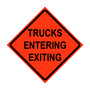 Trucks Entering Exiting Roll-Up Traffic Sign