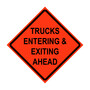 Trucks Entering & Exiting Ahead Roll-Up Traffic Sign