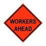 Workers Ahead Roll-Up Traffic Sign