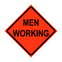 Men Working Roll-Up Traffic Sign