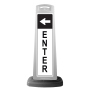 White Reflective Vertical Sign Panel w/Base Option - Enter w/Arrow