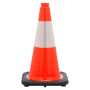 18" Orange Traffic Cone, 3 lb Black Base, w/6" 3M Reflective Collar