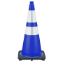 28" Navy Blue Traffic Cone, 7 lb Black Base, w/6" & 4" 3M Reflective Collar