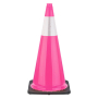 28" Pink Traffic Cone, 7 lb Black Base, w/6" Reflective Collar