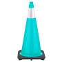 28" Turquoise Traffic Cone, 7 lb Black Base, w/6" Reflective Collar