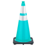28" Turquoise Traffic Cone, 7 lb Black Base, w/6" & 4" 3M Reflective Collar 