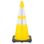 28" Yellow Traffic Cone, 7 lb Black Base, w/6" & 4" 3M Reflective Collar