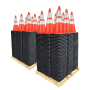 28" Orange Traffic Cones, 7 lb Black Base, w/6" & 4" 3M Reflective Collars Two Pallet