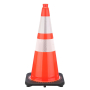 28" Orange Traffic Cone, 7 lb Black Base, w/6" & 4" 3M Reflective Collar